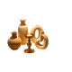 Warm Beige Ceramic Vase & Gold Candle Holder Set | Wabi-Sabi Neutral Home Decor for Shelf Styling